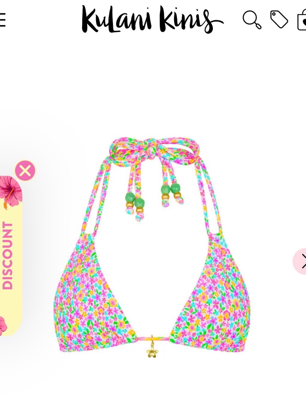Kulani Kini Floral Triangle Bikini Set - Pink Multi - Picture 2 of 5